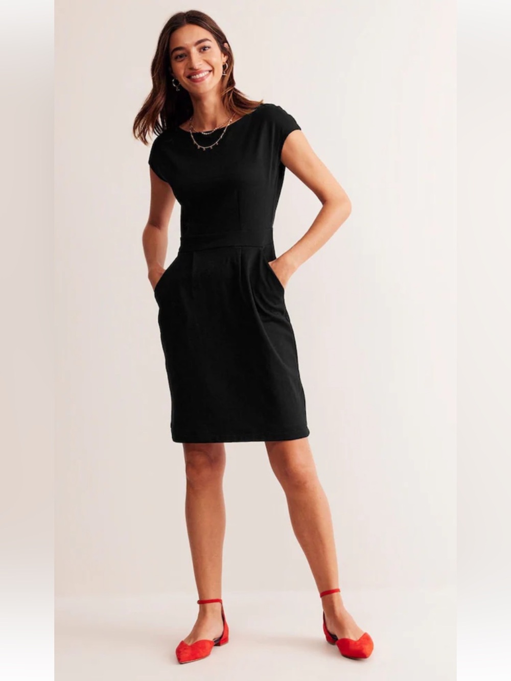 Boden Black Florrie Jersey Knit Dress